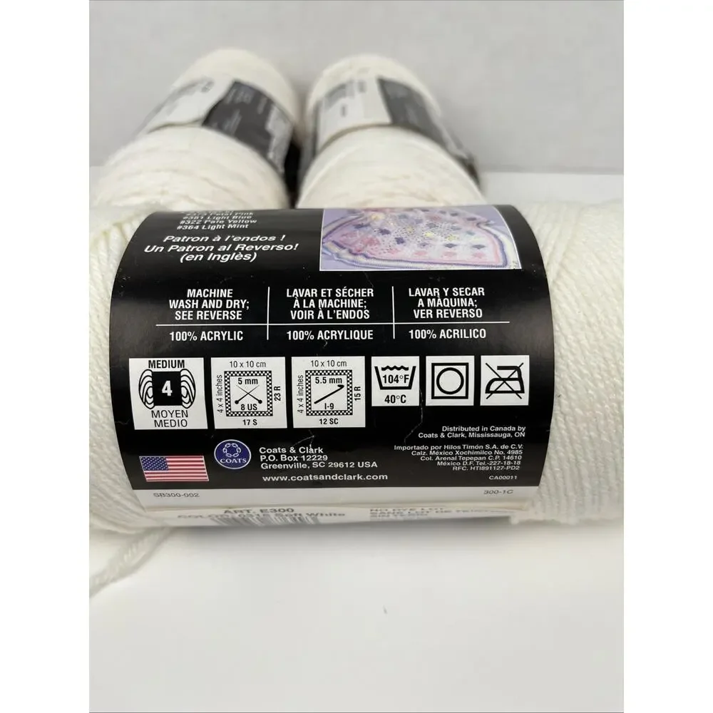 Red Heart Super Saver Yarn Soft White E300-316 Lot Of 3 Various Weights - Picture 6 of 6